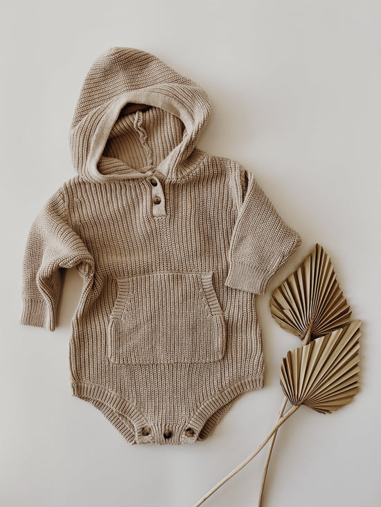 Hayes Knit Hooded Sweater | Greige (3-6M)