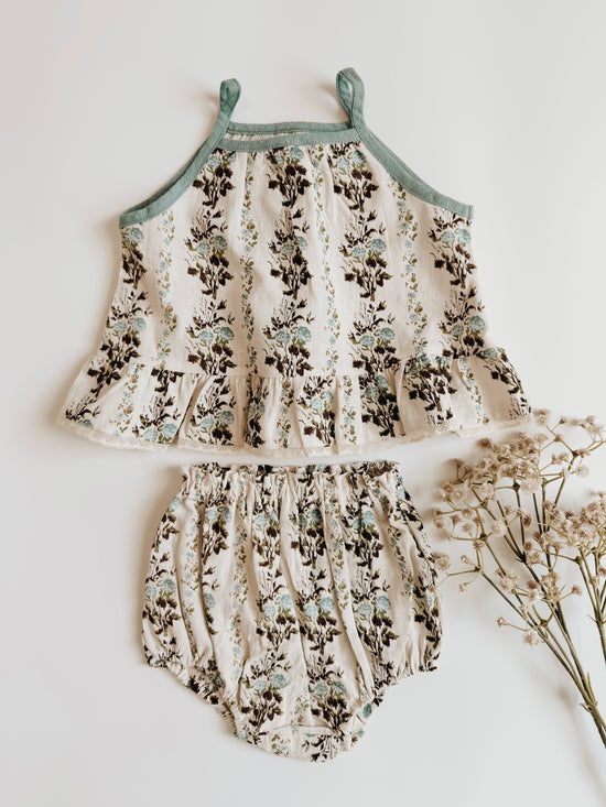 Evelyn Ruffle Set | Blue Floral