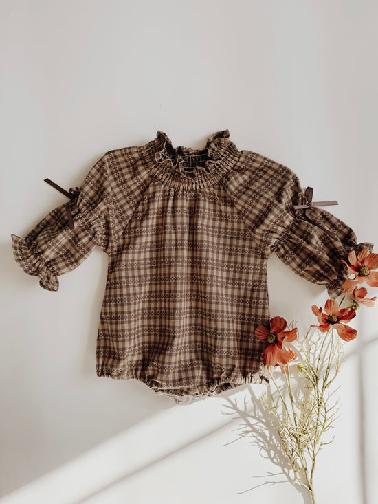 Ayana Ruffle Romper | Brown