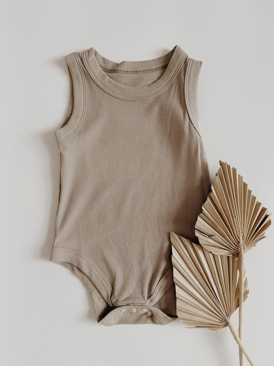 Ribbed Tank Romper | Greige