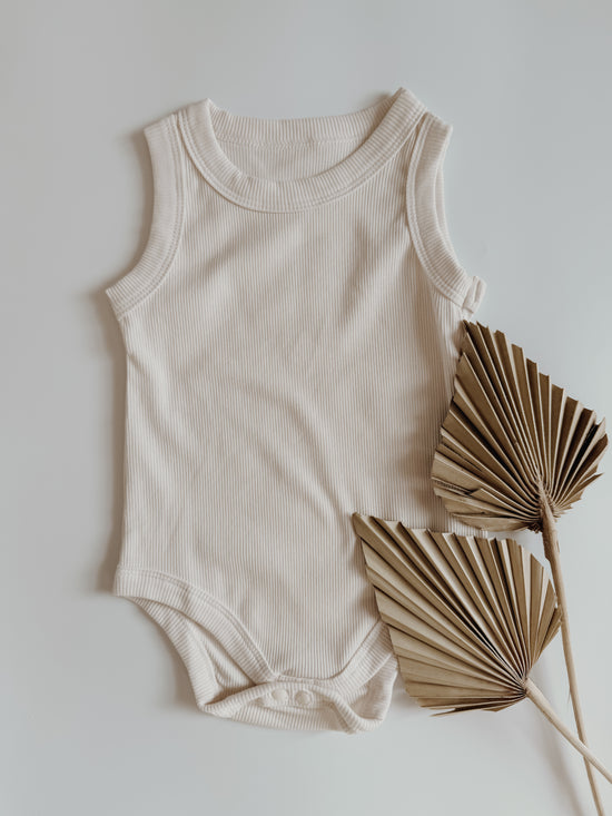 Ribbed Tank Romper | Cream