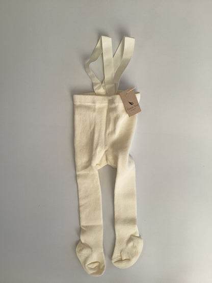 Imperfect Knit Footie Suspender Tights | Vanilla