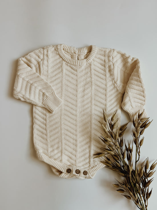 Logan Chevron Knit Romper | Buttercream