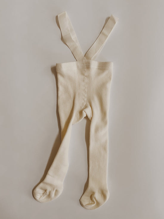 Imperfect Knit Footie Suspender Tights | Vanilla