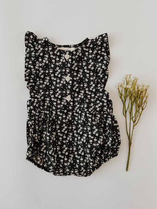 Megan Bubble Romper | Black Ditsy Floral