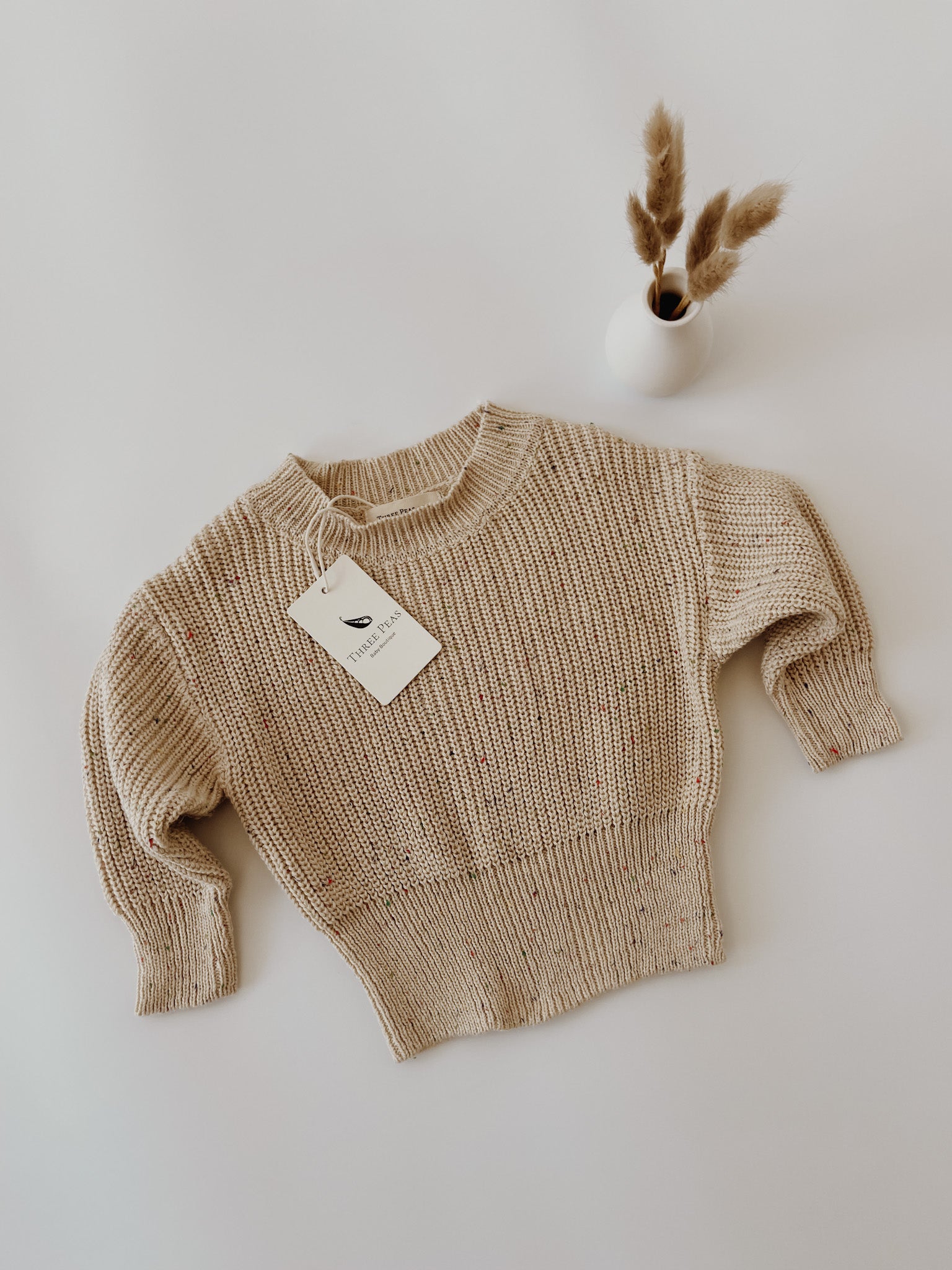 Three Peas Fleck Knit Sweater Warm Sand