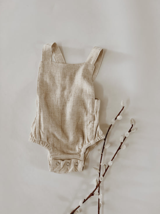 Linen Overall Romper | Heathered Grey